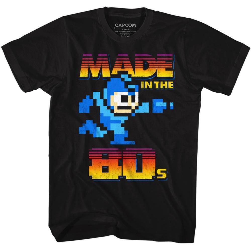 Mega Man Made In The 80S Black Adult T Shirt